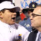 Former Kansas AD Jeff Long probably wishes this picture of him gazing longlingly into Les Miles‘ eyes didn’t exist right about now.